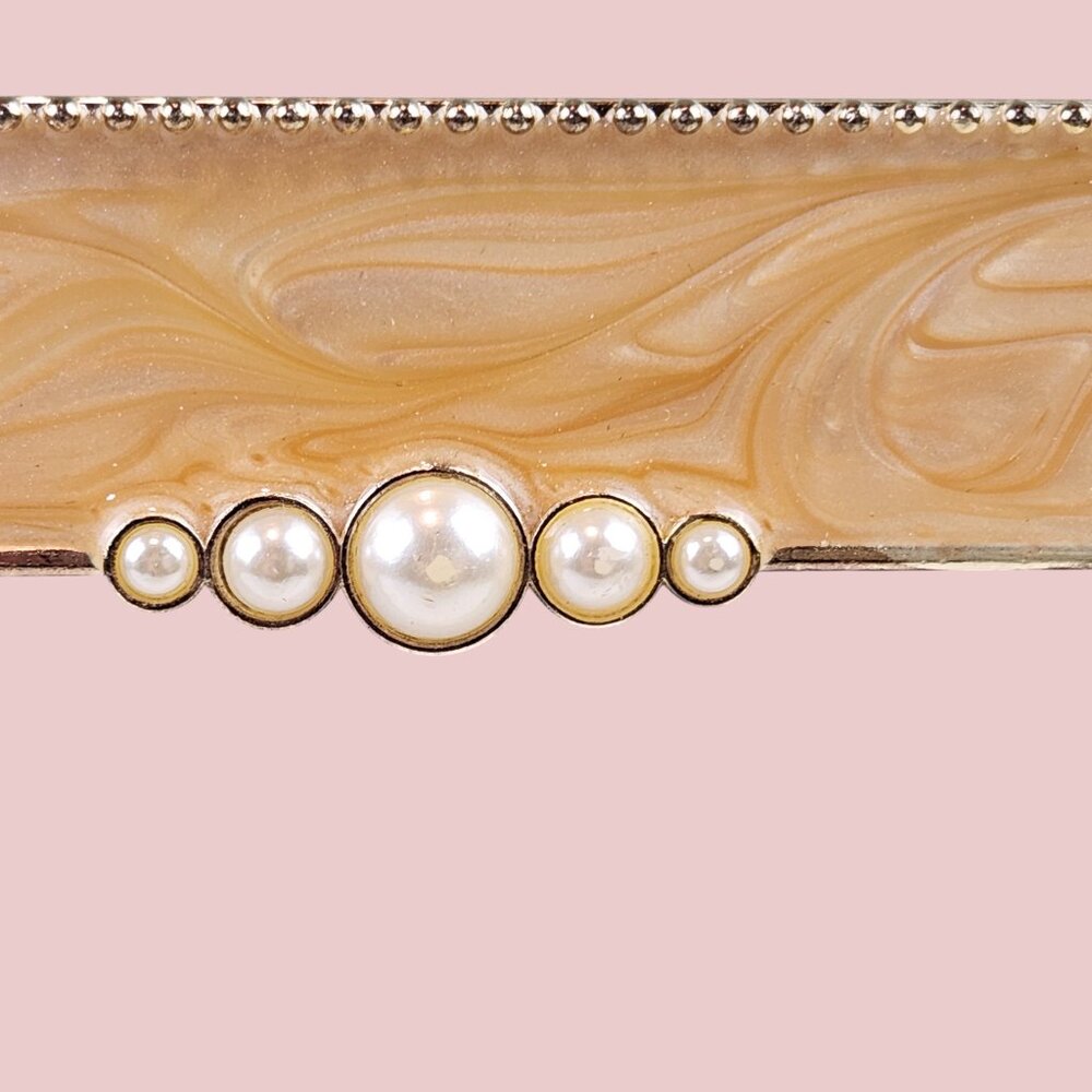 Pair Diana Series 4x6 Photo Frames Marbled Faux Diamonds Pearls Contemporary - Picture 10 of 13